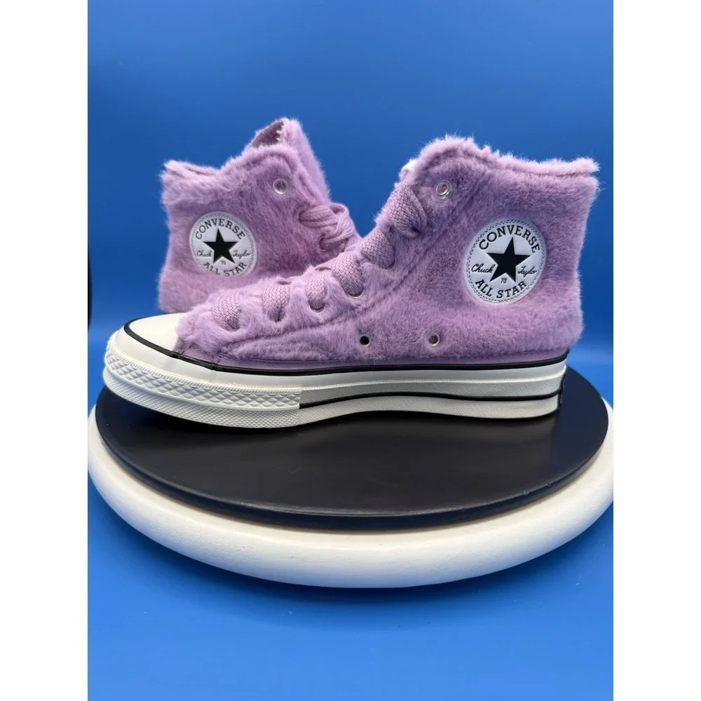 CONVERSE Chuck 70 Womens Sz 7.5 Faux Fur High Top Sneakers Amethyst Pink A13382C